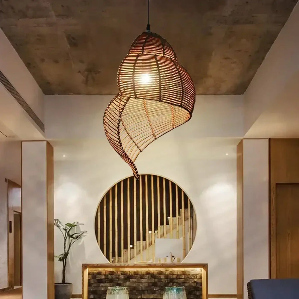 Lampe Suspendue Bigorneau en Bambou et Rotin | Kiri