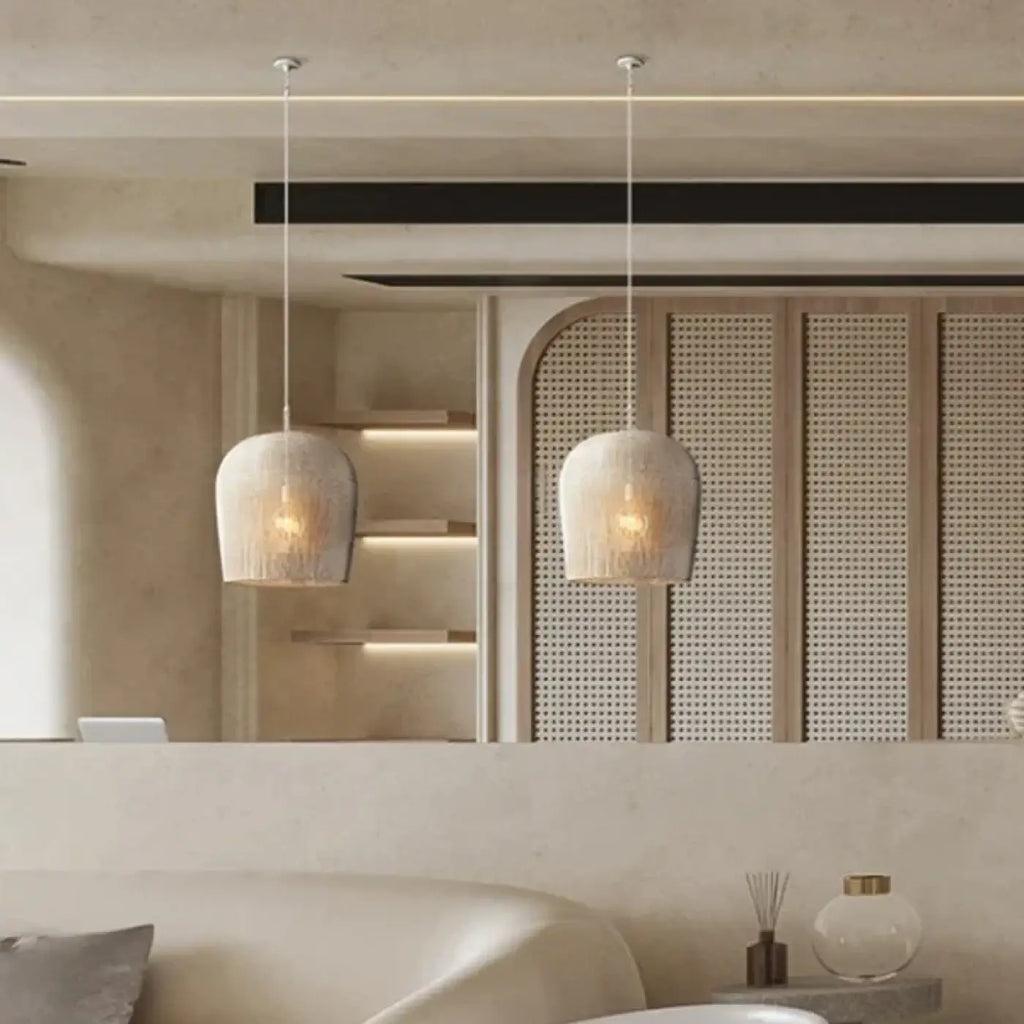 Lampe Suspendue en Fil Tissé Blanc | Lusa