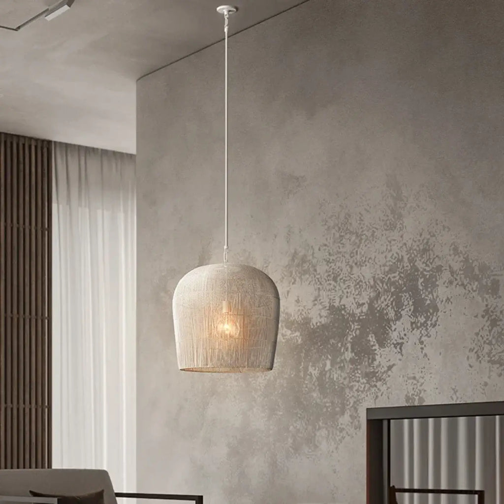 Lampe Suspendue en Fil Tissé Blanc | Lusa