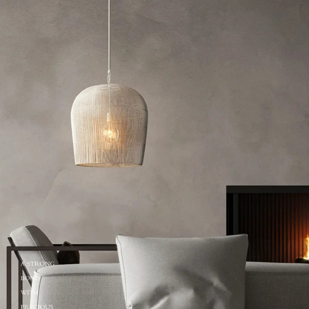 Lampe Suspendue en Fil Tissé Blanc | Lusa
