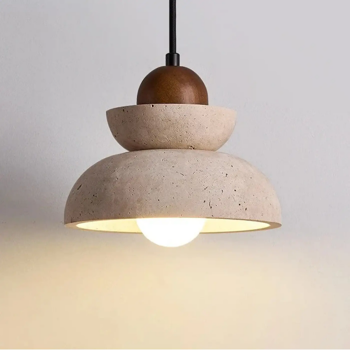 Lampe Suspendue Bois et Pierre Épurée | Kola