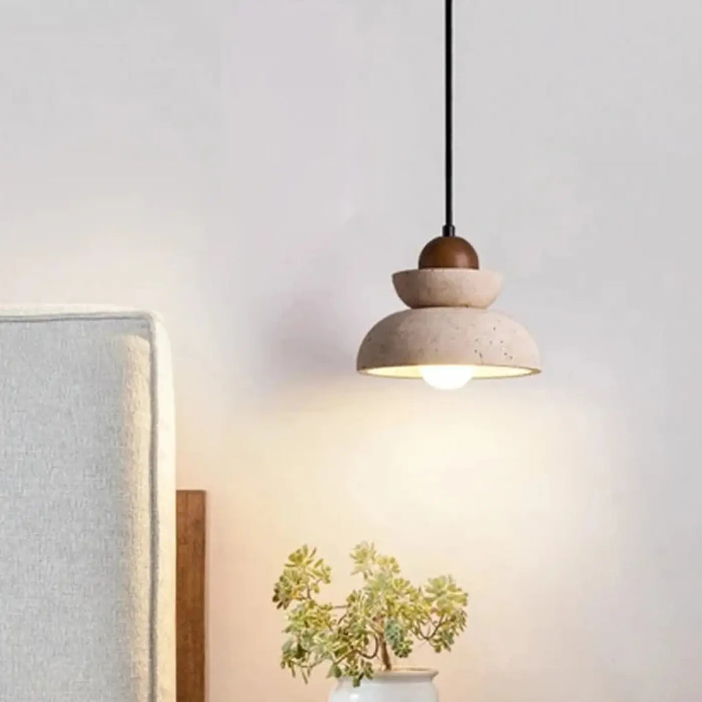 Lampe Suspendue Bois et Pierre Épurée | Kola