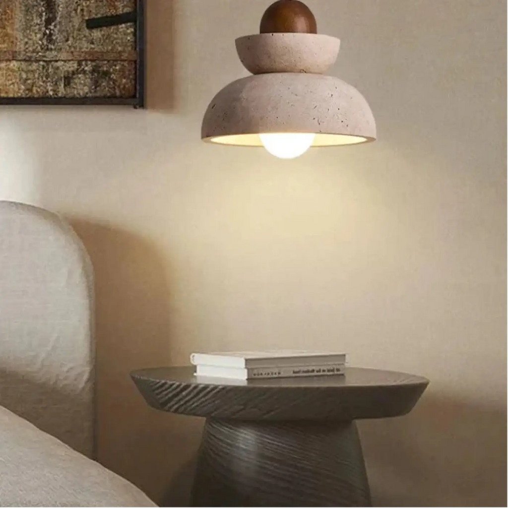 Lampe Suspendue Bois et Pierre Épurée | Kola