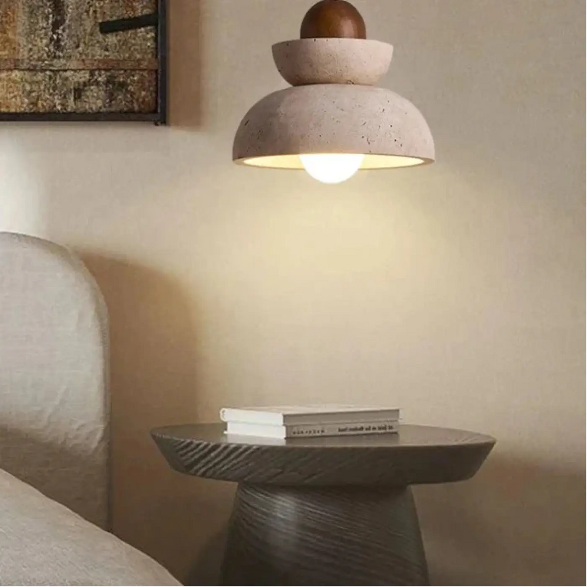 Lampe Suspendue Bois et Pierre Épurée | Kola