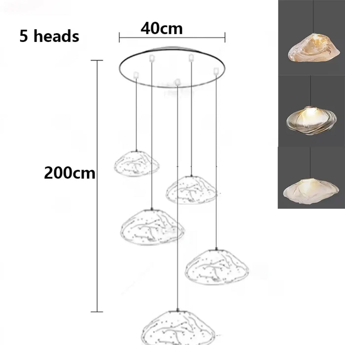 Suspension Cascade en Verre Organique Moderne | Rili
