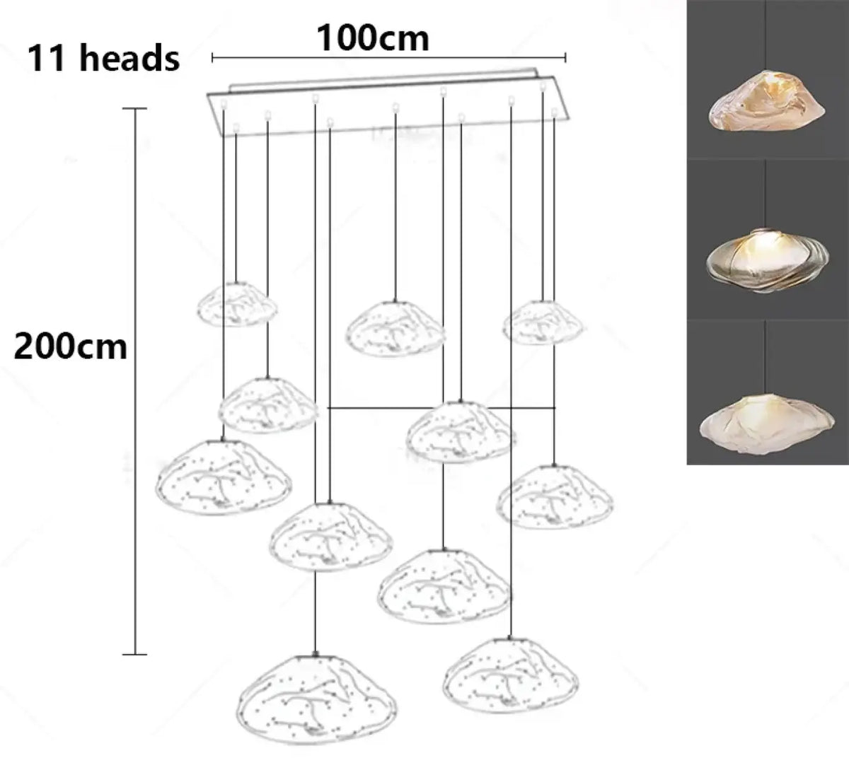Suspension Cascade en Verre Organique Moderne | Rili