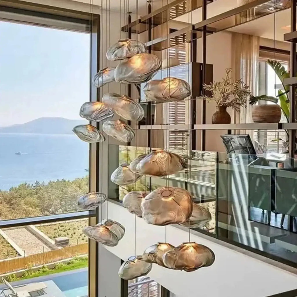 Suspension Cascade en Verre Organique Moderne | Rili