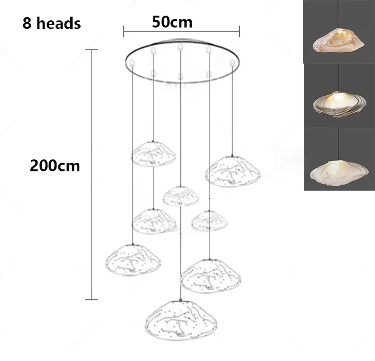 Suspension Cascade en Verre Organique Moderne | Rili