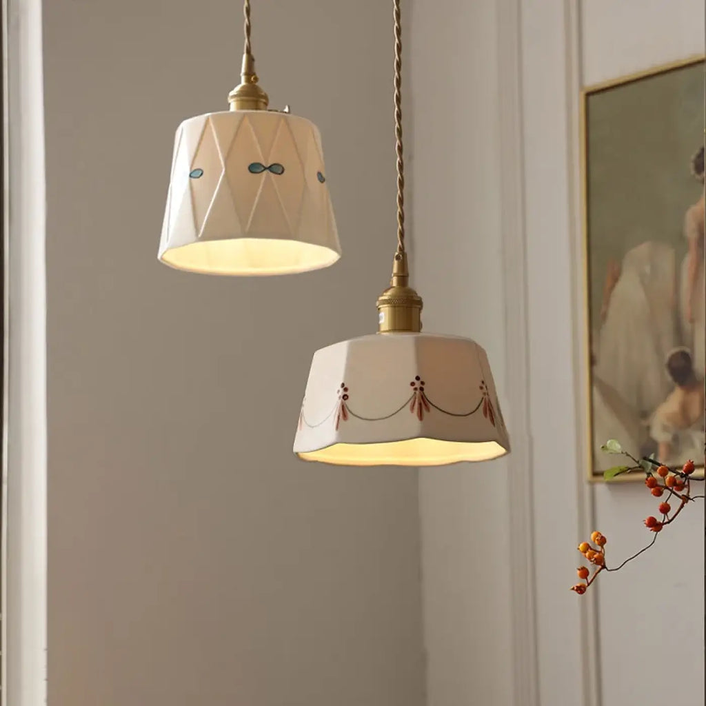 Suspension Céramique et Finition Dorée | Iri