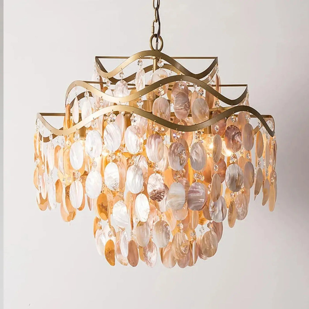 Lampe Suspendue Coque Naturelle Dorée | Nori