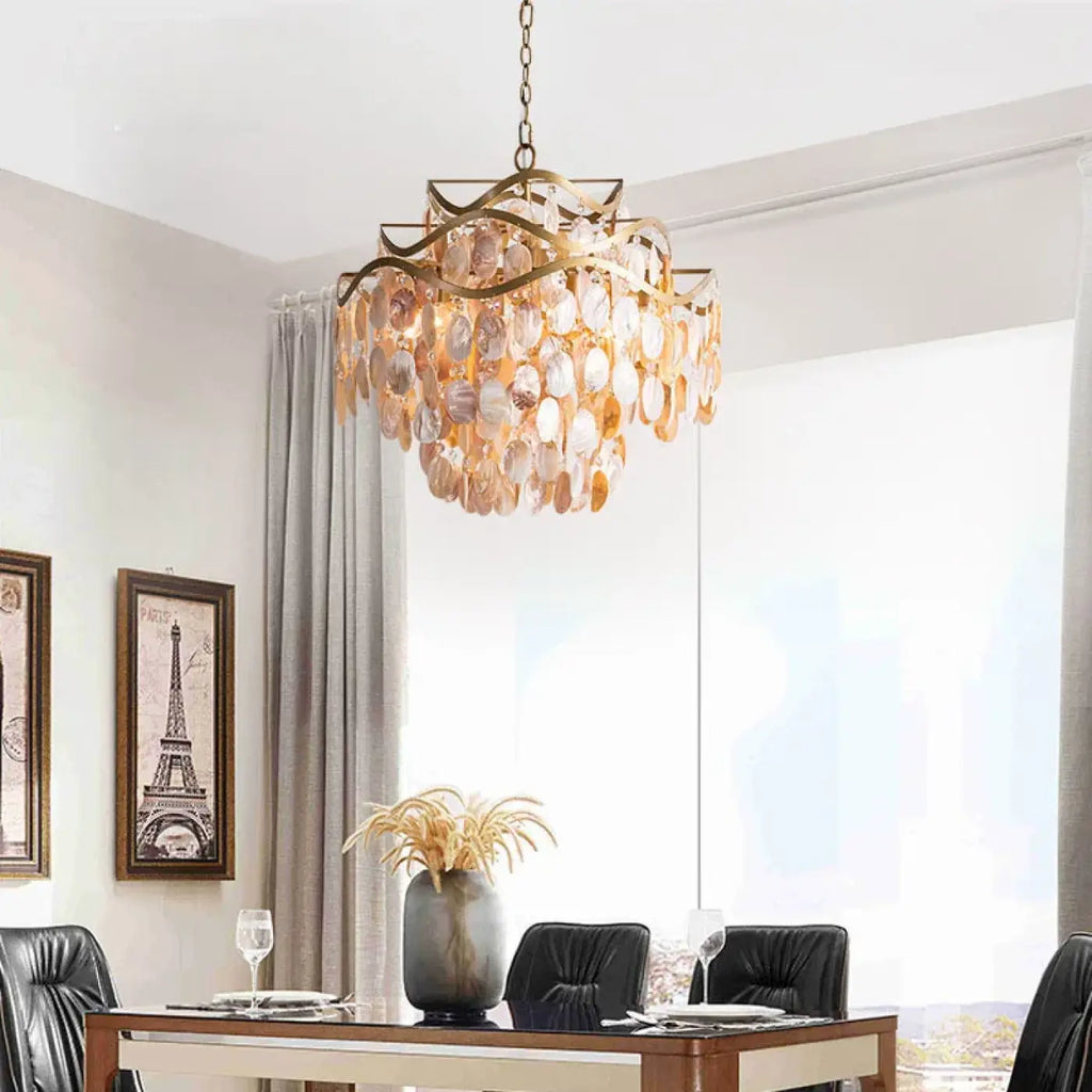 Lampe Suspendue Coque Naturelle Dorée | Nori