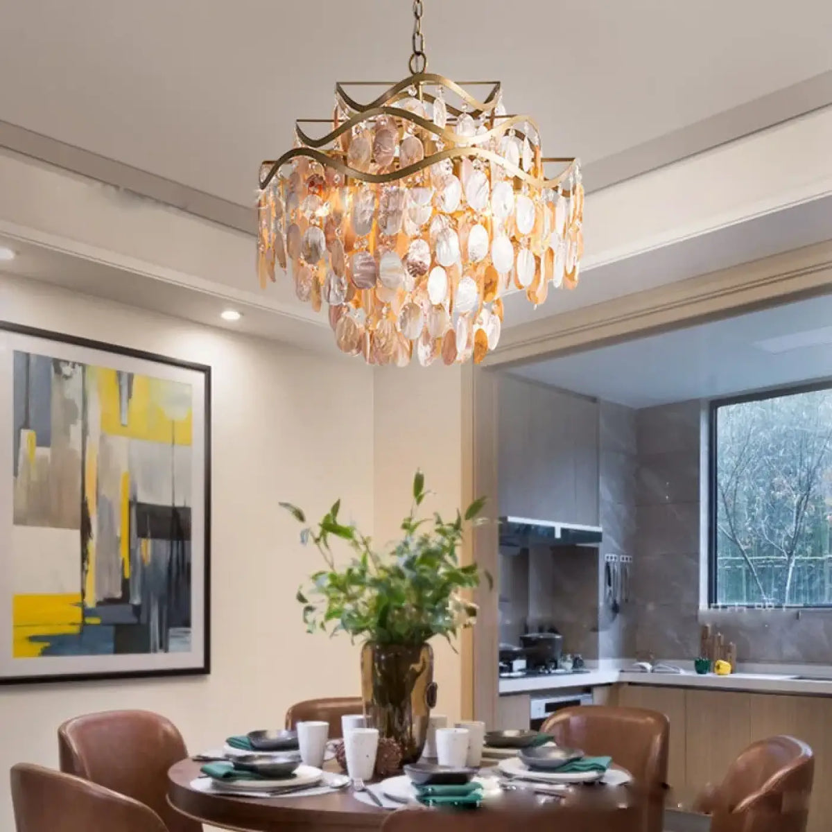 Lampe Suspendue Coque Naturelle Dorée | Nori