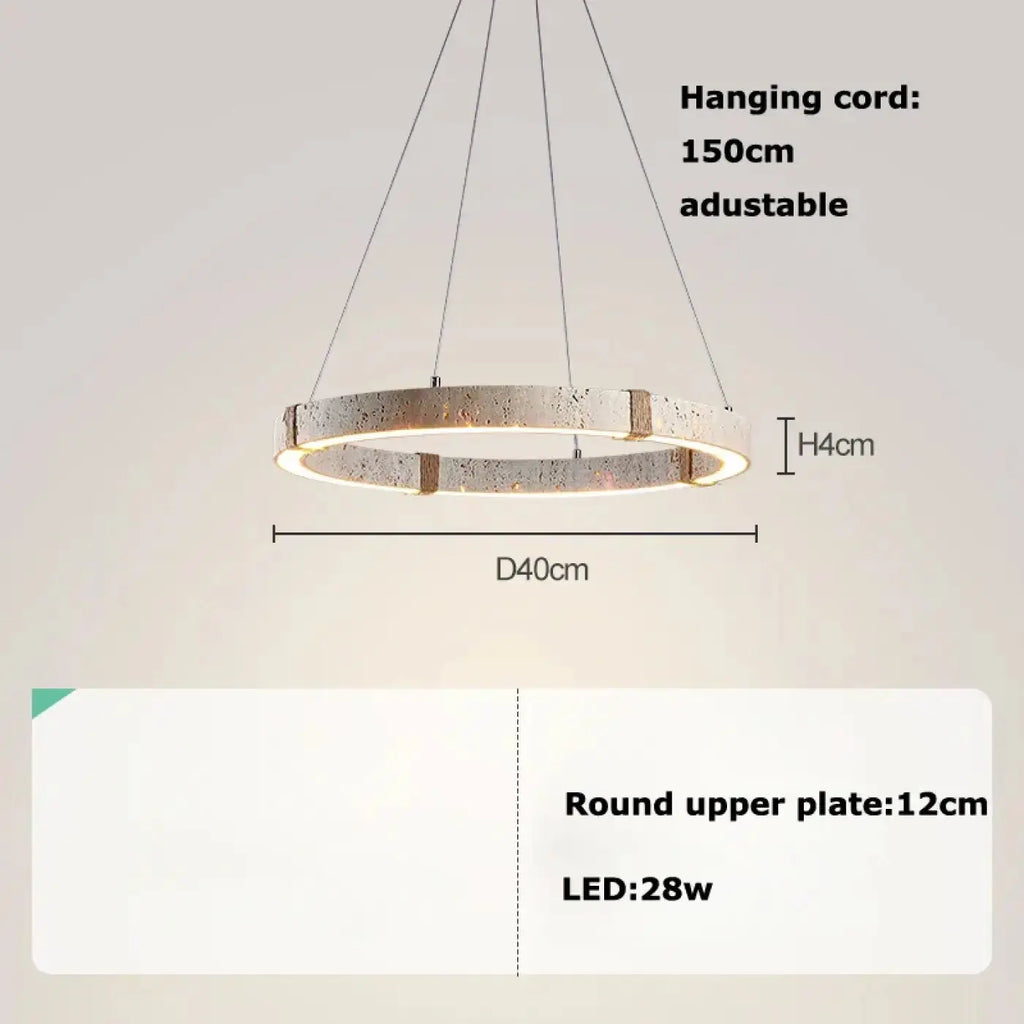 Lampe Suspendue Circulaire LED Effet Travertin | Ova