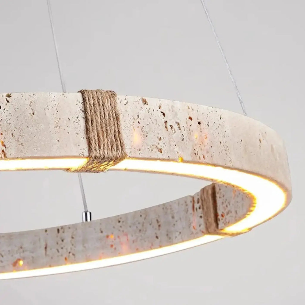 Lampe Suspendue Circulaire LED Effet Travertin | Ova