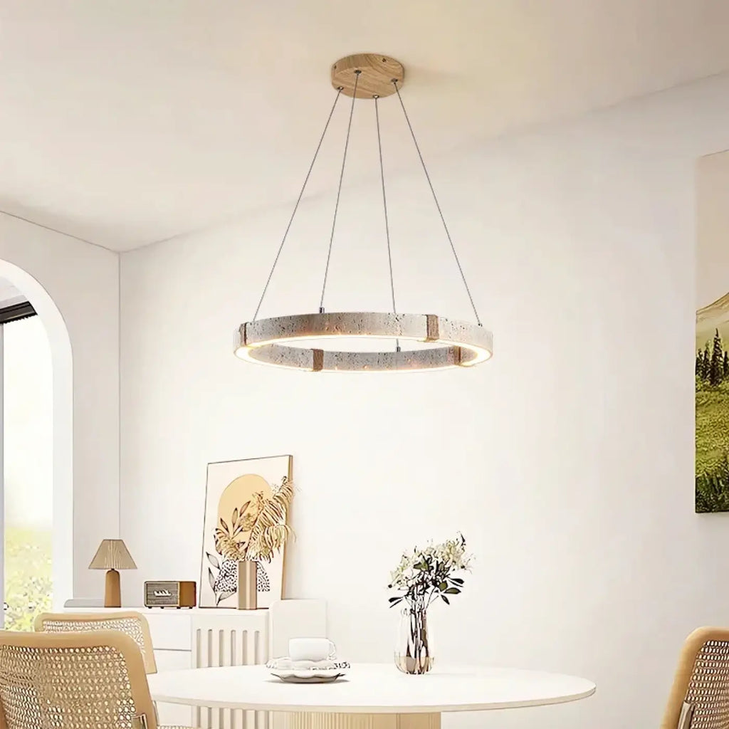 Lampe Suspendue Circulaire LED Effet Travertin | Ova