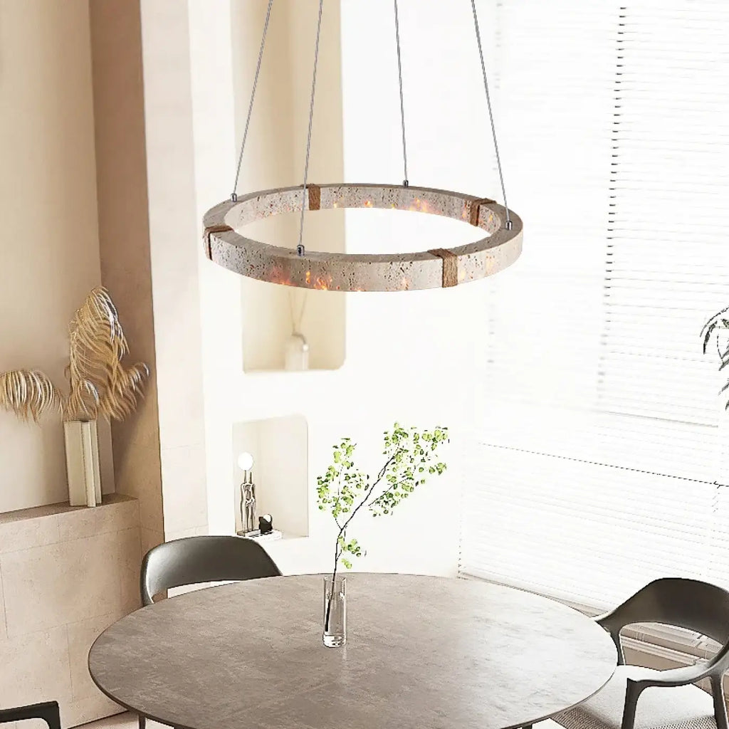 Lampe Suspendue Circulaire LED Effet Travertin | Ova