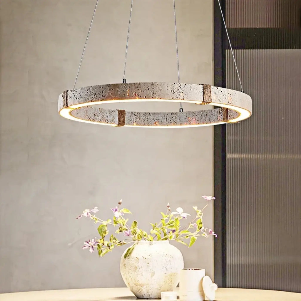 Lampe Suspendue Circulaire LED Effet Travertin | Ova