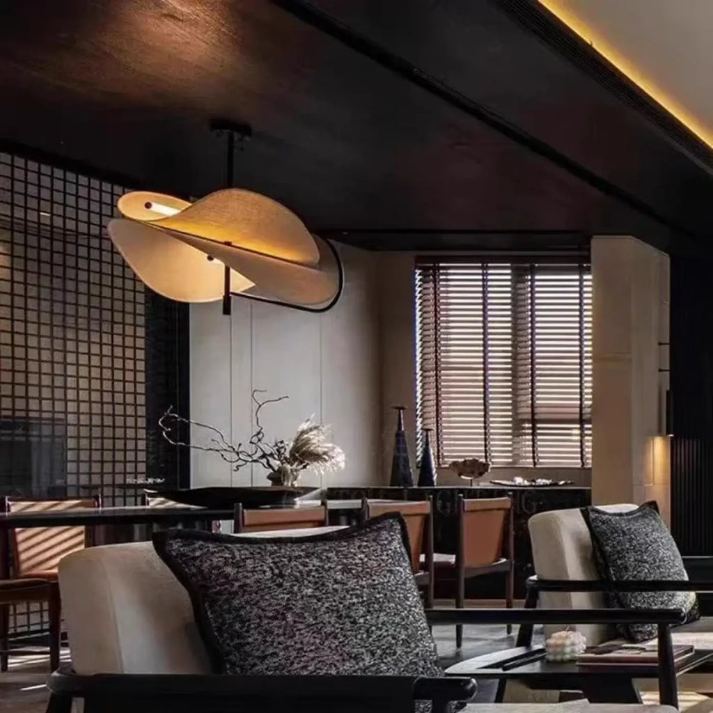 Lampe Suspendue Design en Tissu Beige | Yari
