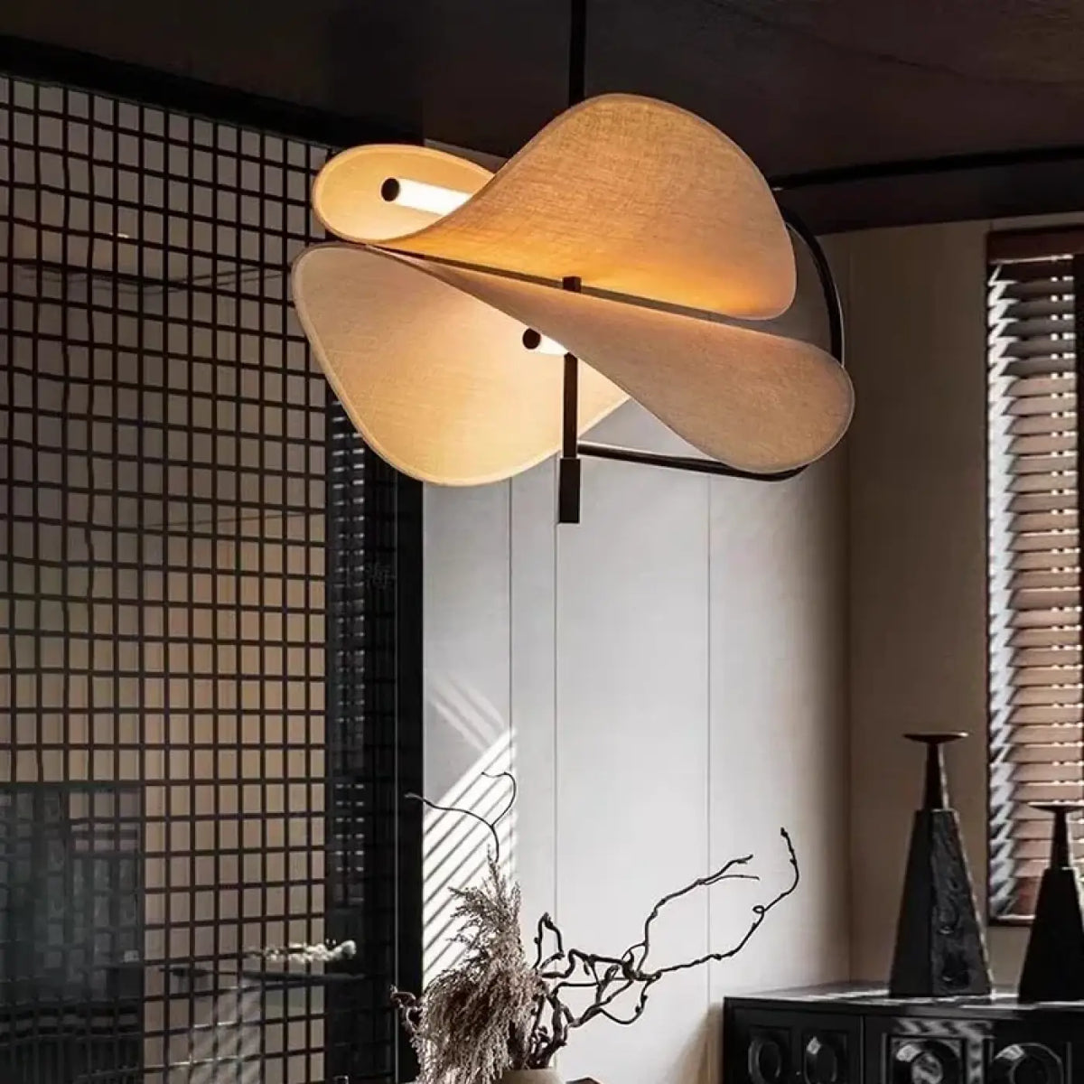 Lampe Suspendue Design en Tissu Beige | Yari