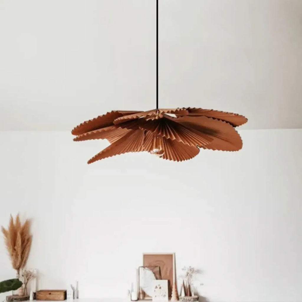 Lampe Suspendue Pétales Plissés Brun Naturel | Tita