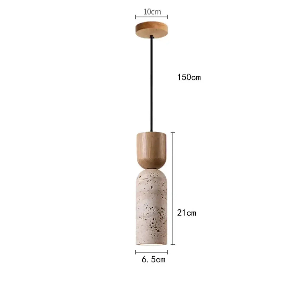 Lampe Suspendue Pierre Naturelle et Bois | Kalo