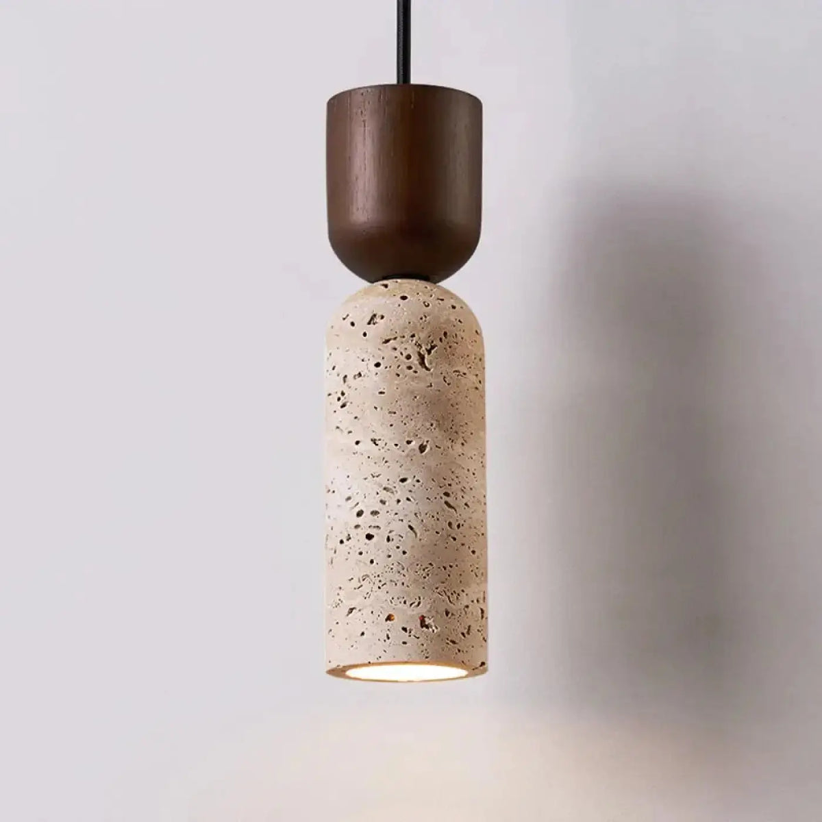 Lampe Suspendue Pierre Naturelle et Bois | Kalo