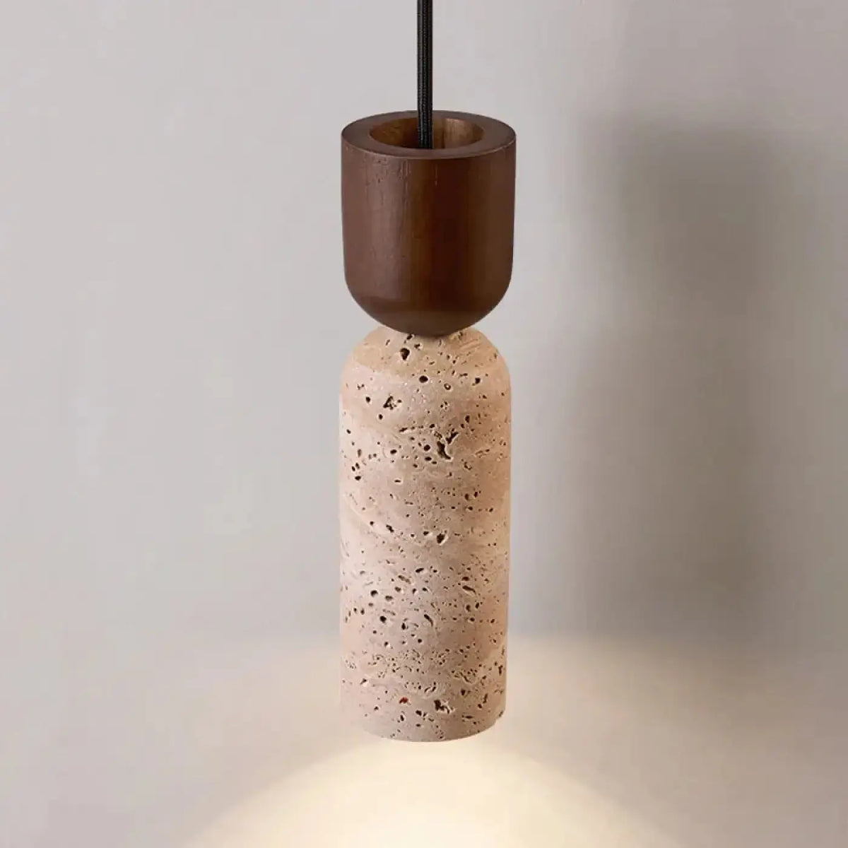 Lampe Suspendue Pierre Naturelle et Bois | Kalo