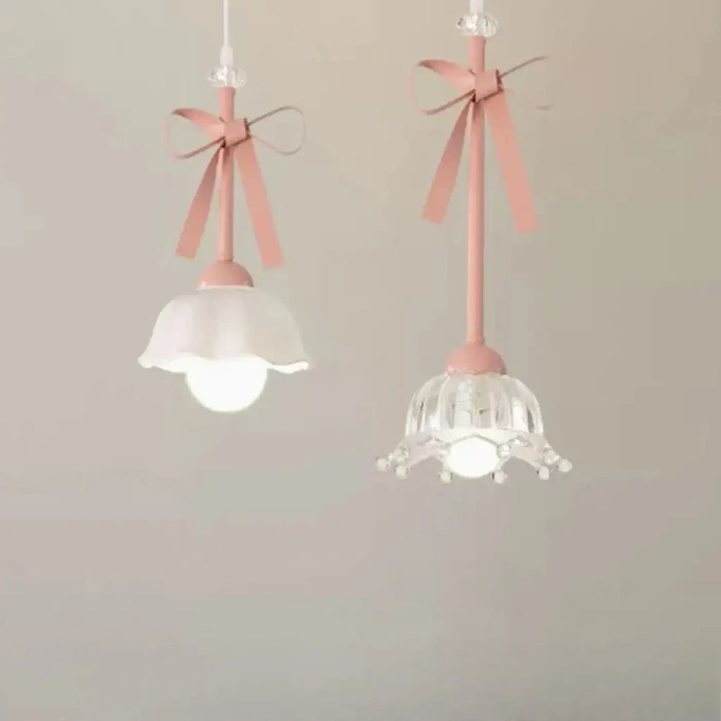 Lampe Suspendue Design à Rubans Roses et Verre | Fava
