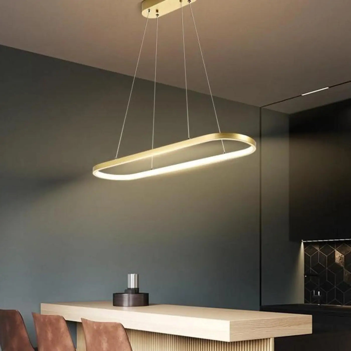 Suspension Dorée à Anneaux LED | Lava