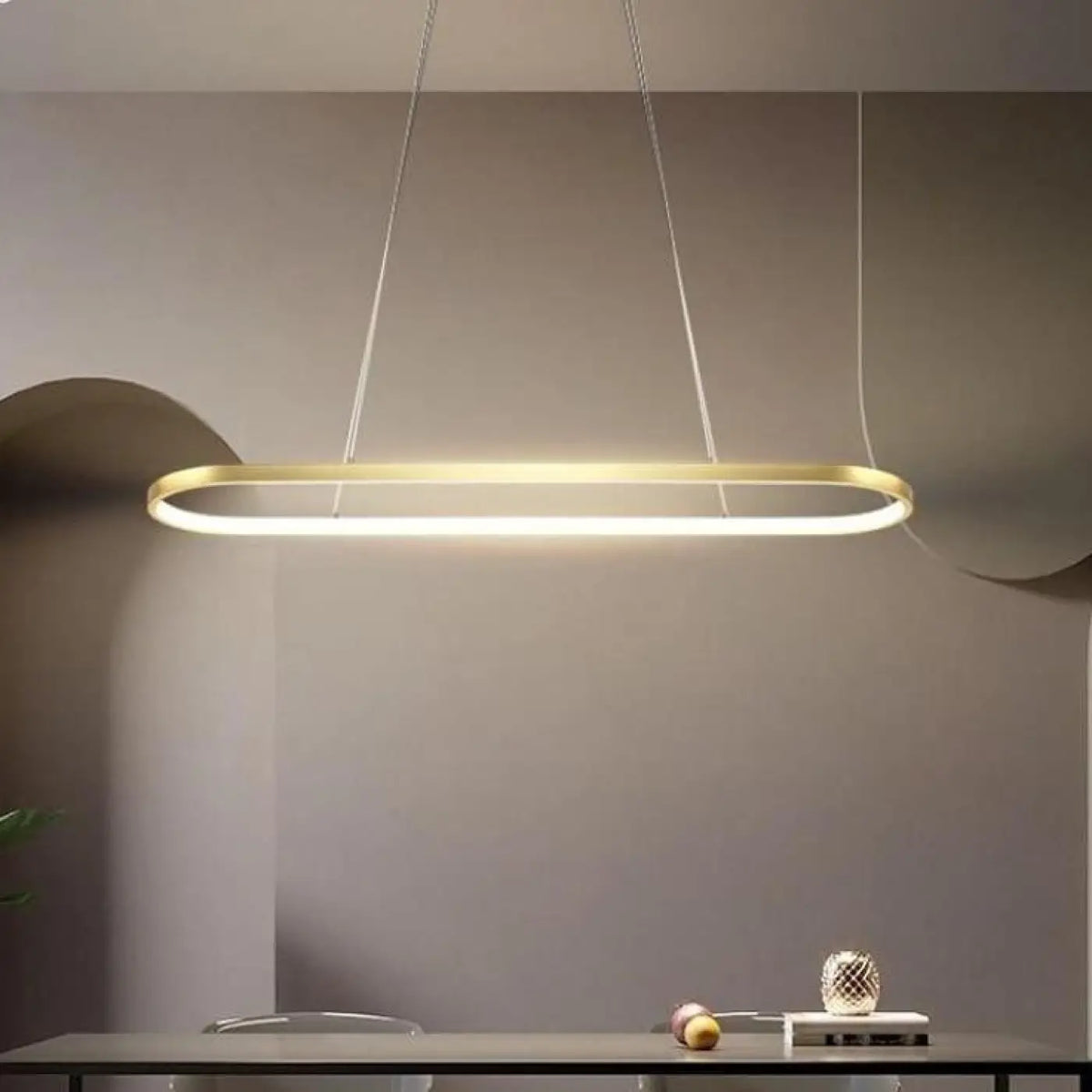 Suspension Dorée à Anneaux LED | Lava