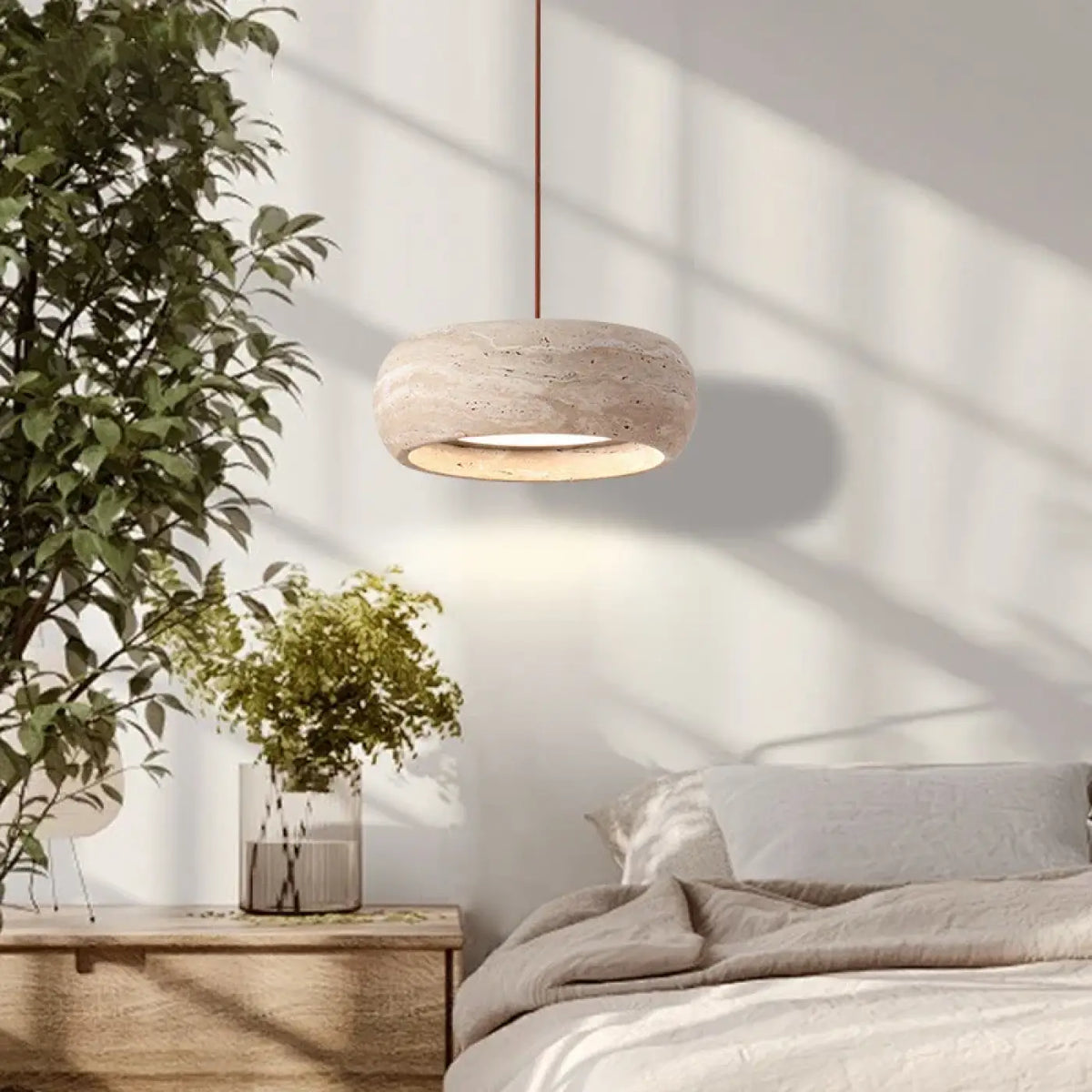 Lampe Suspendue Effet Pierre Blanche | Kita