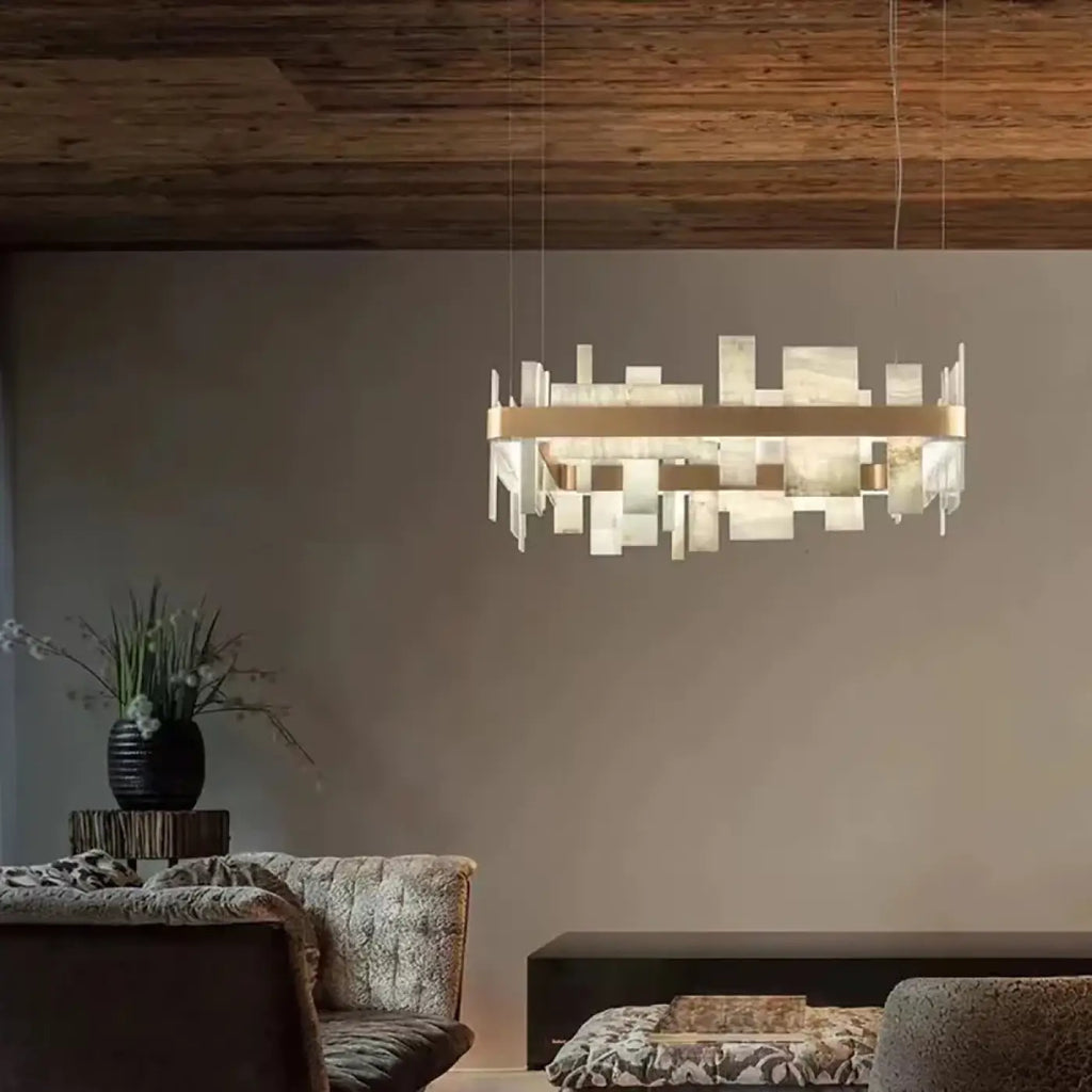 Suspension Géométrique LED Effet Marbre | Bemo
