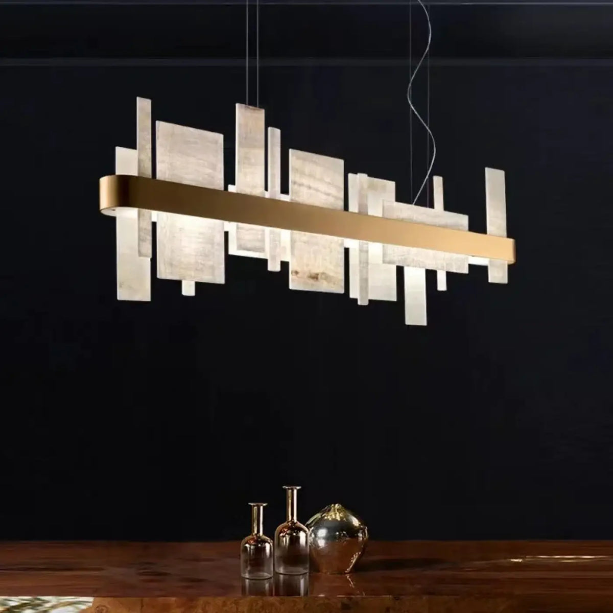 Suspension Géométrique LED Effet Marbre | Bemo
