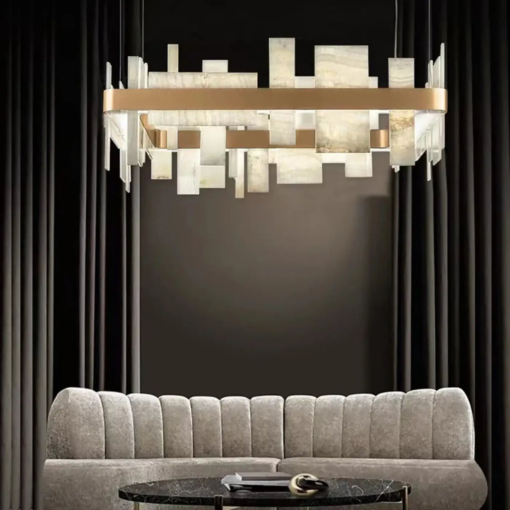 Suspension Géométrique LED Effet Marbre | Bemo