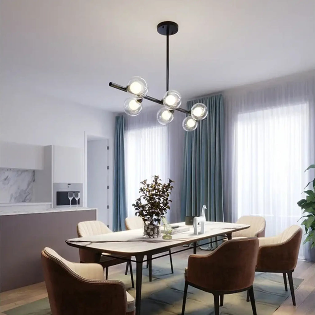Lampe Suspendue Minimaliste Noire en Verre | Vila