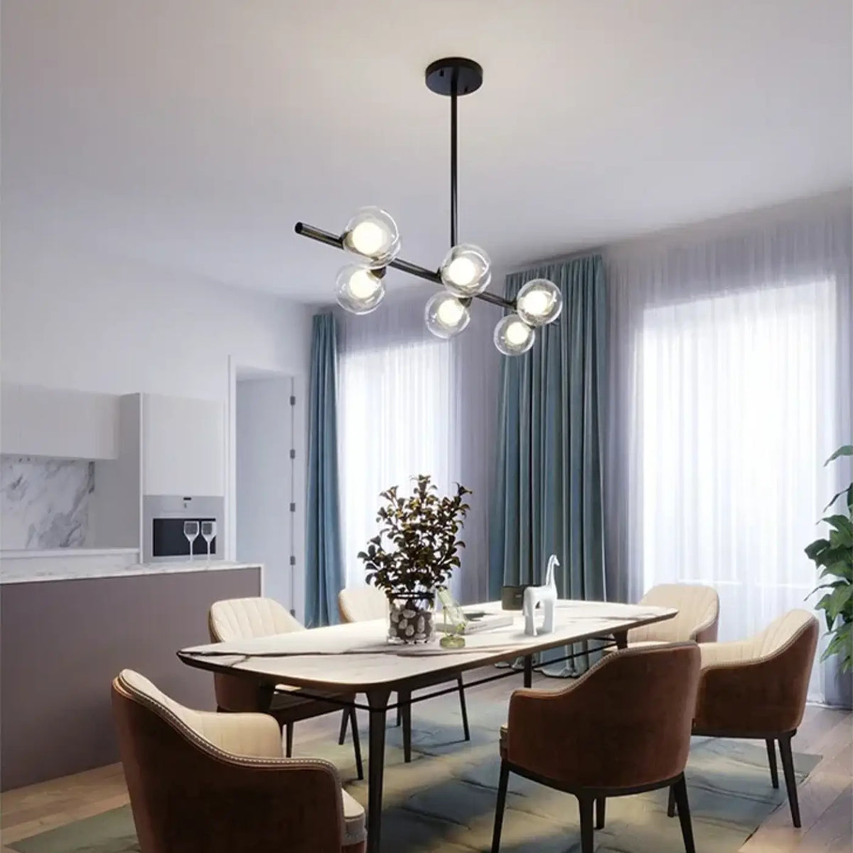 Lampe Suspendue Minimaliste Noire en Verre | Vila