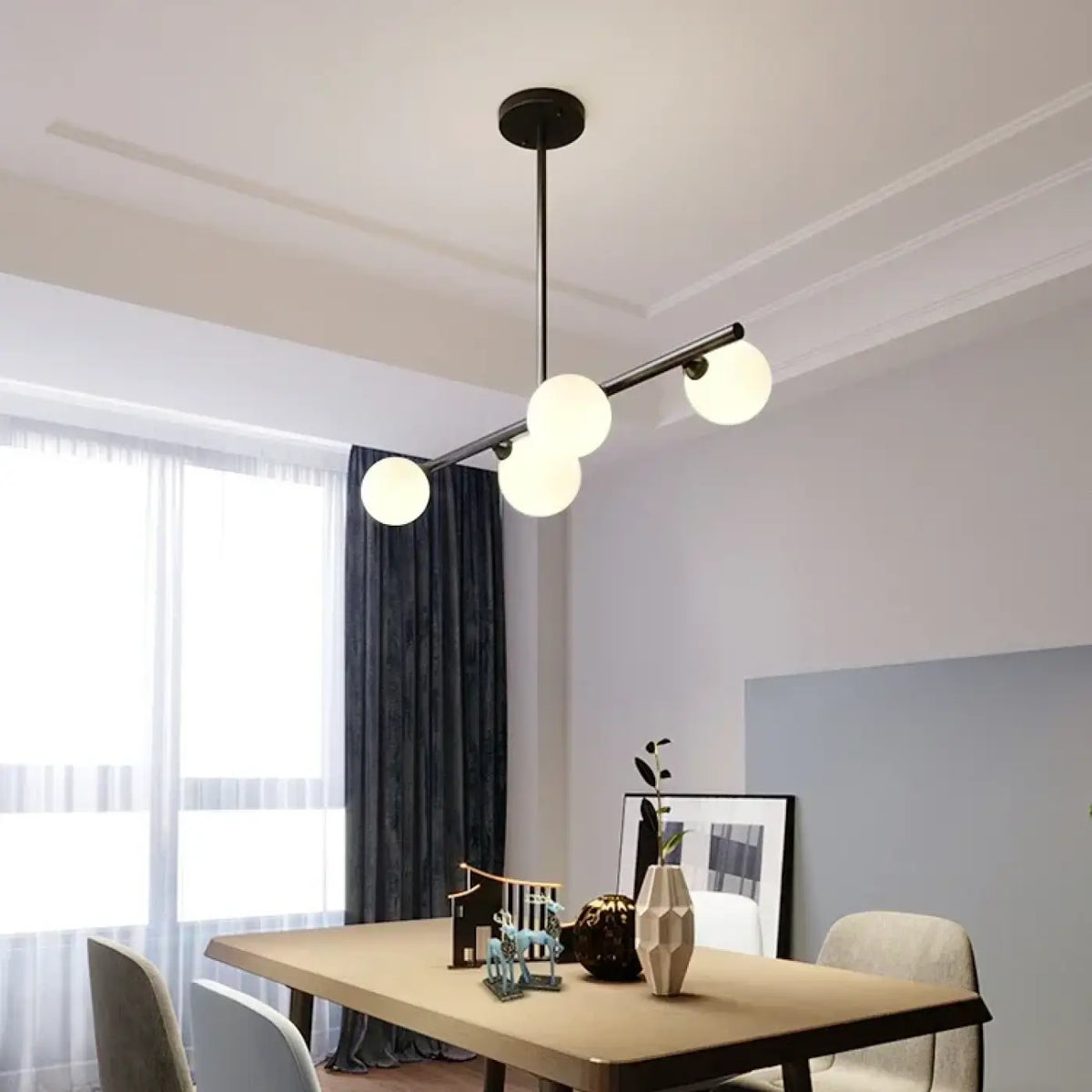 Lampe Suspendue Minimaliste Noire en Verre | Vila