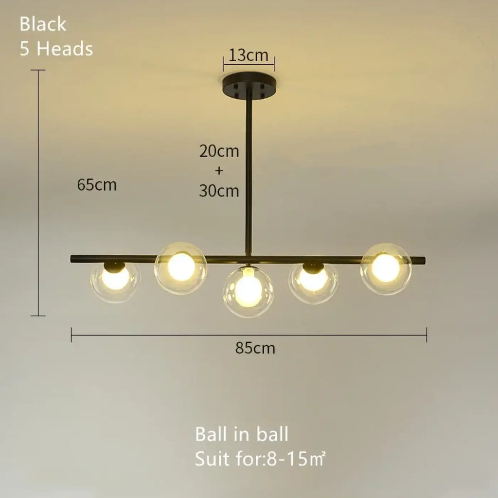 Lampe Suspendue Minimaliste Noire en Verre | Vila