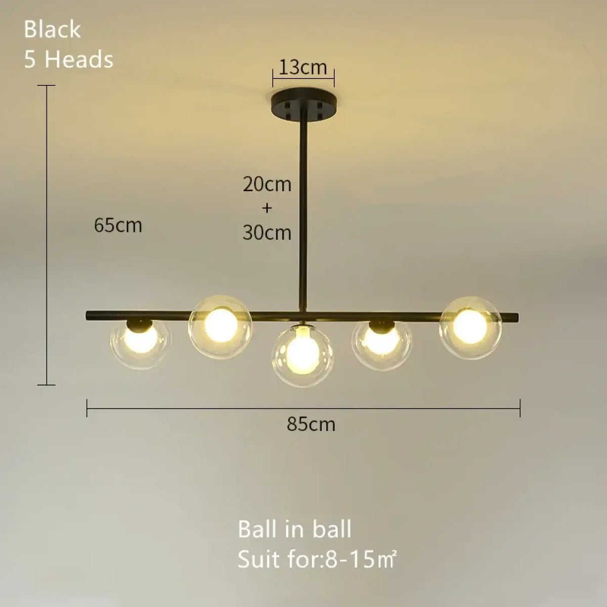 Lampe Suspendue Minimaliste Noire en Verre | Vila
