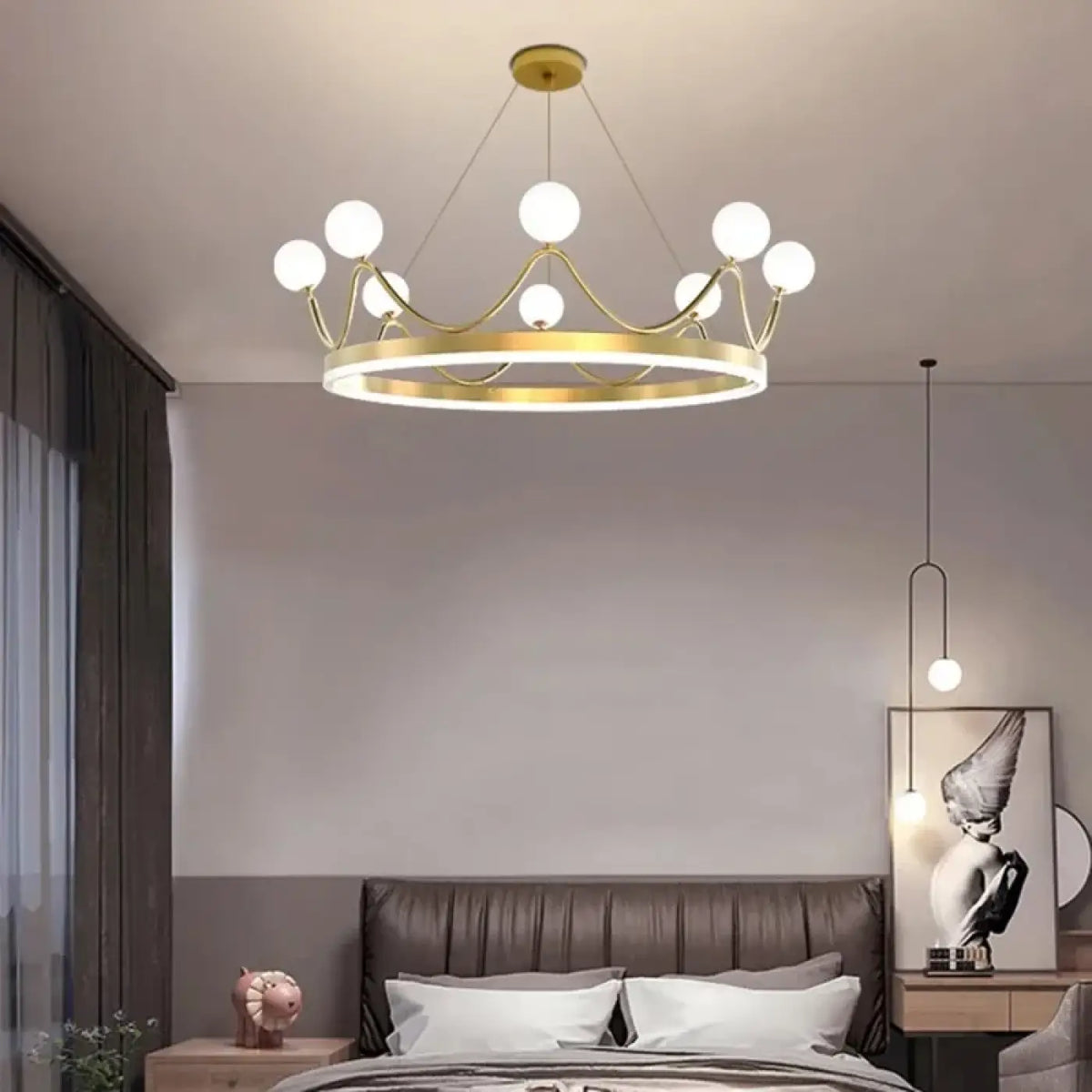 Lampe Suspendue Grappe de Boules Dorées | Mira