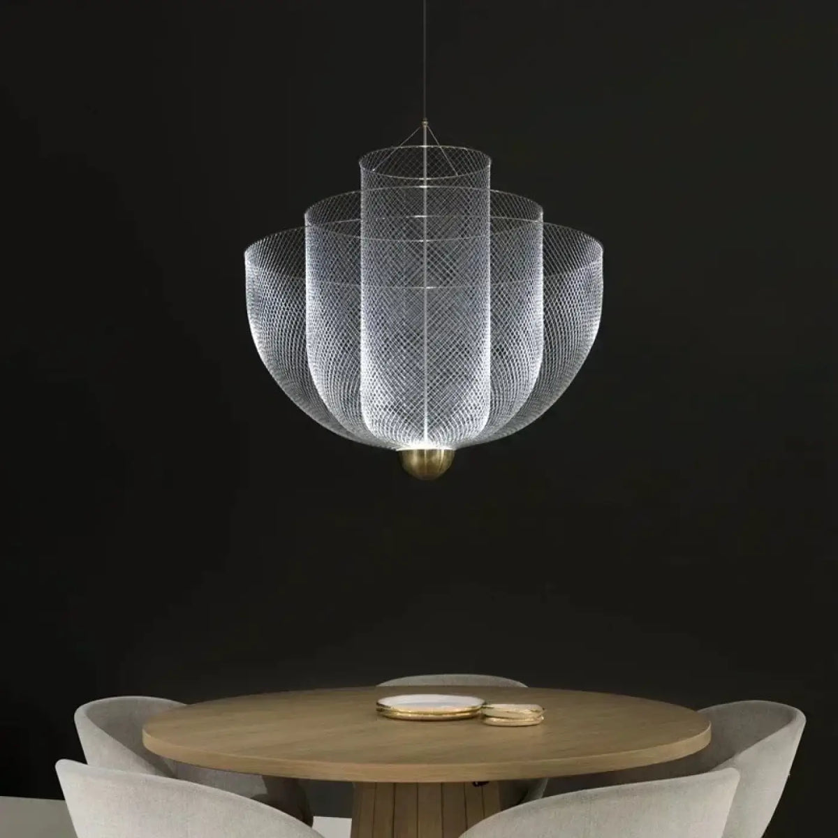 Suspension Sculpturale en Métal Argenté | Sola
