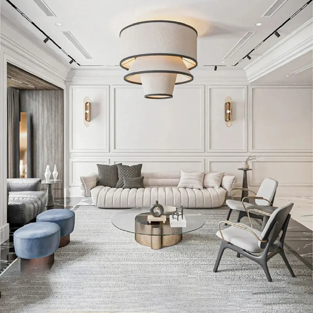 Lampe Suspendue Moderne en Tissu Beige | Vava