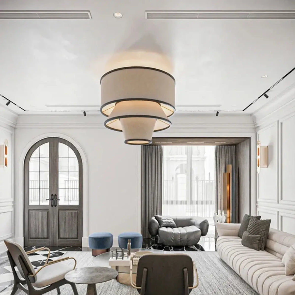 Lampe Suspendue Moderne en Tissu Beige | Vava