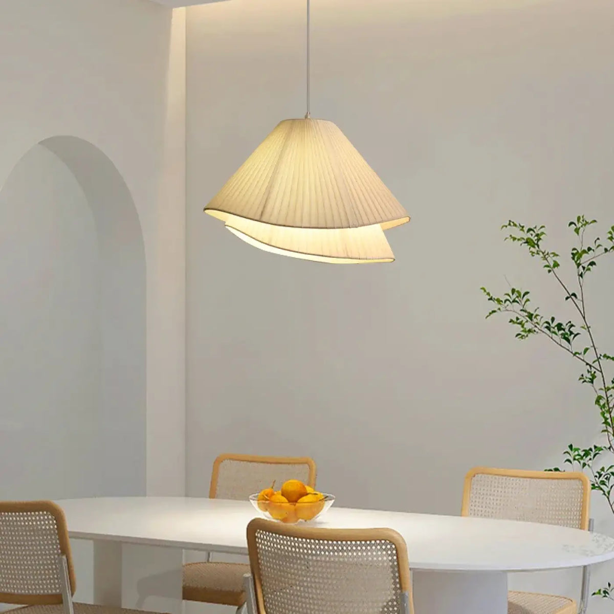 Lampe Suspendue en Tissu Blanc Plissé | Zeva