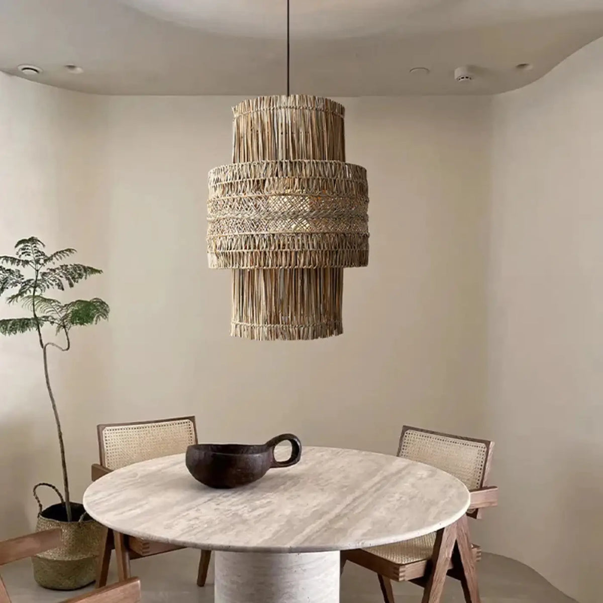 Lampe Suspendue en Osier Style Asiatique | Tiva