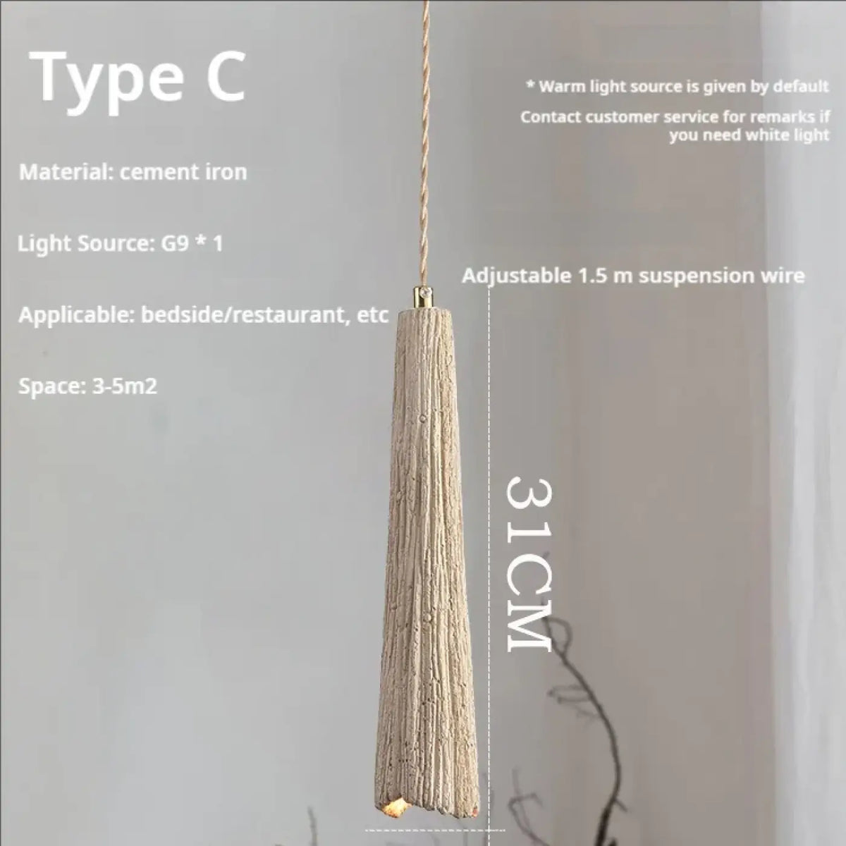 Suspension Ciment Texturé et Doré | Sena
