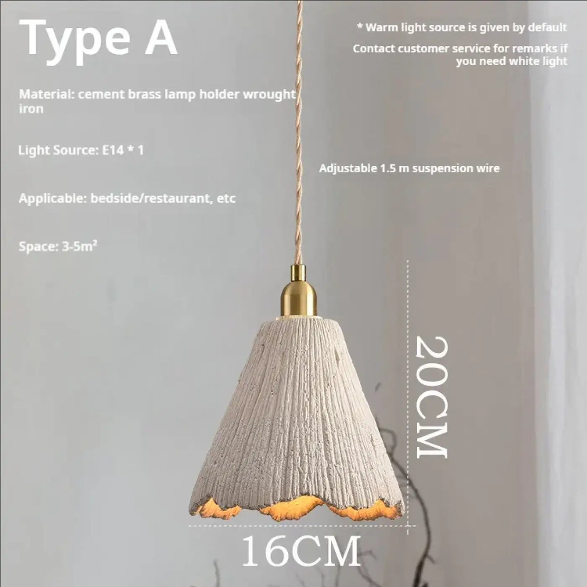 Suspension Ciment Texturé et Doré | Sena