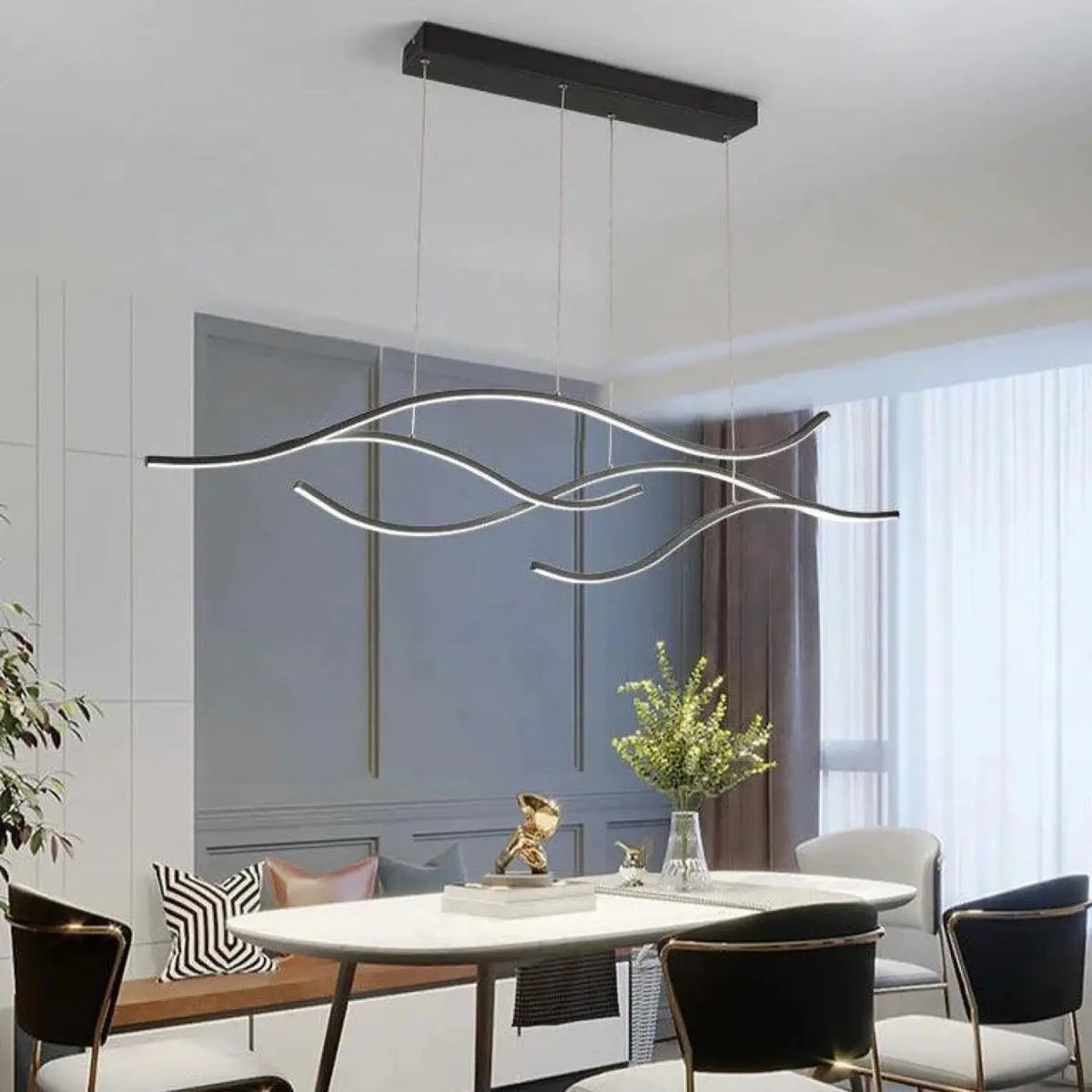 Lampe Suspendue Vague LED Dorée | Lolo