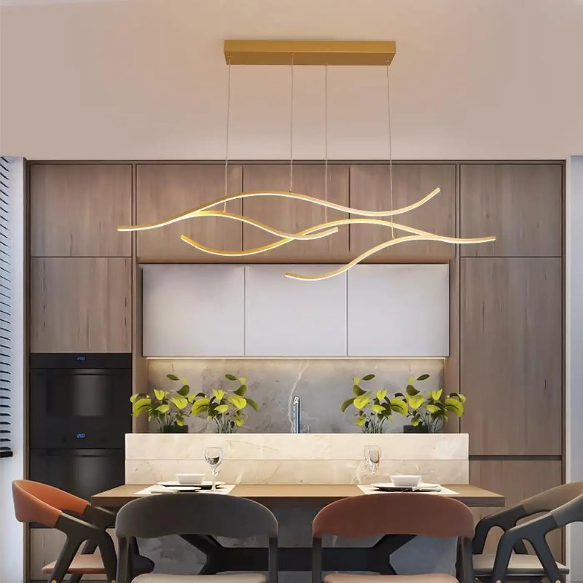 Lampe Suspendue Vague LED Dorée | Lolo