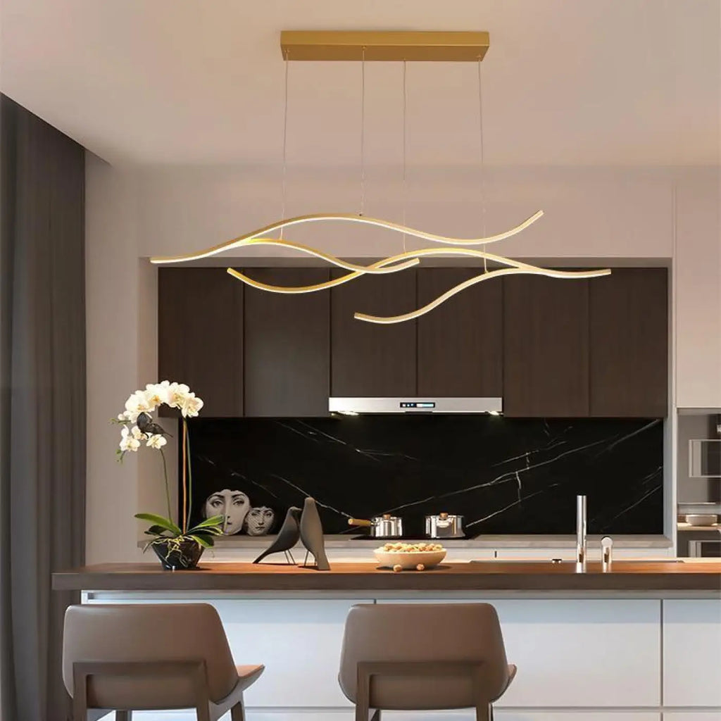 Lampe Suspendue Vague LED Dorée | Lolo